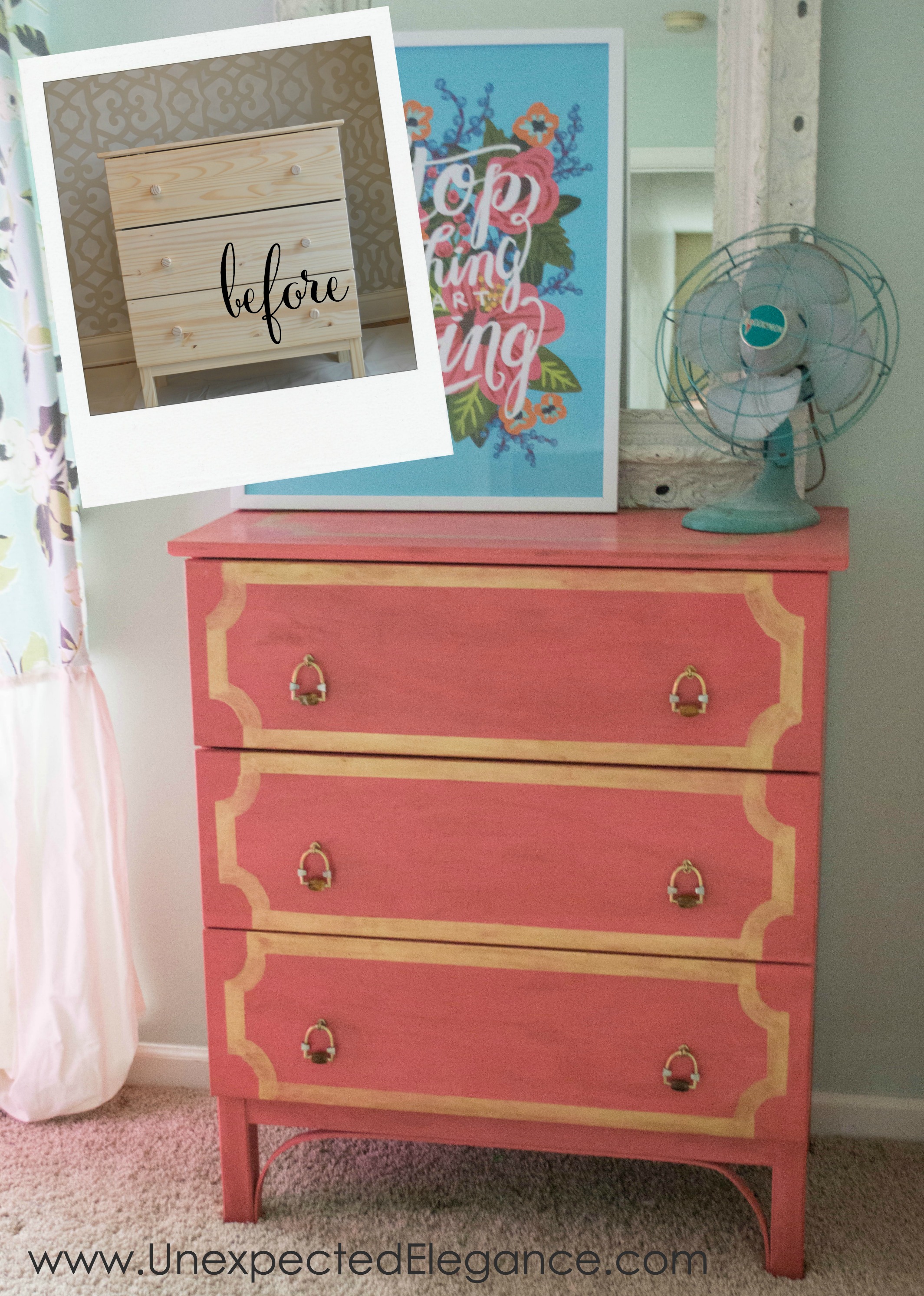 Want to dress up an inexpensive Ikea dresser?!  Check out this Ikea dresser update, made with just a few simple supplies!!