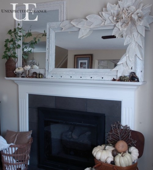 Fall is right around the corner!  Are you dreaming of cooler weather yet?  Check out this easy Fall Mantel Makeover, complete with a FREE paper flower garland. 