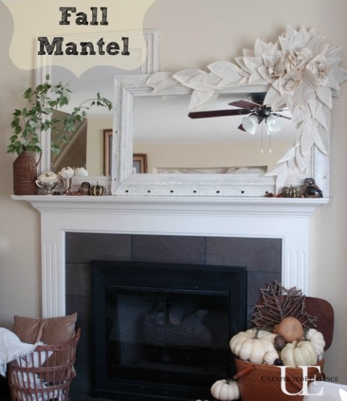 Fall is right around the corner!  Are you dreaming of cooler weather yet?  Check out this easy Fall Mantel Makeover, complete with a FREE paper flower garland. 
