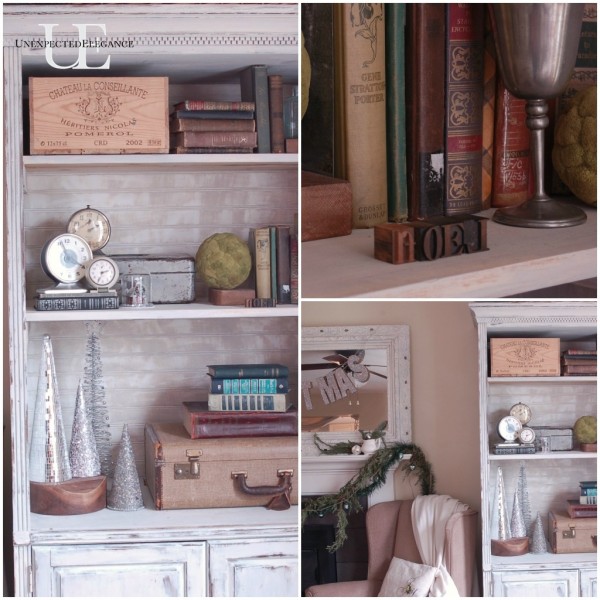 Bookcase Details for Christmas at Unexpected Elegance