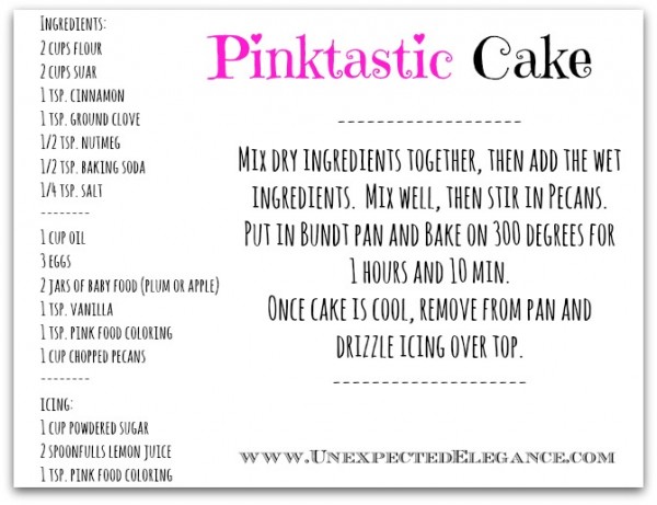 Cake recipe card