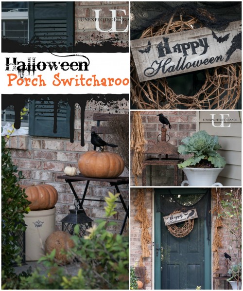 Halloweeen Porch Switcharoo Collage at Unexpected Elegance