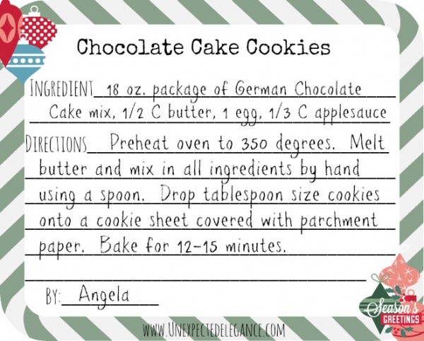 Chocolate Cake Cookie Recipe Card