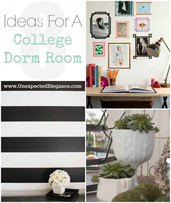 8 Ideas for a College Dorm Room...Here 8 things that can help a dorm room feel bigger and cozier!!  (Decor, organization, space saving)