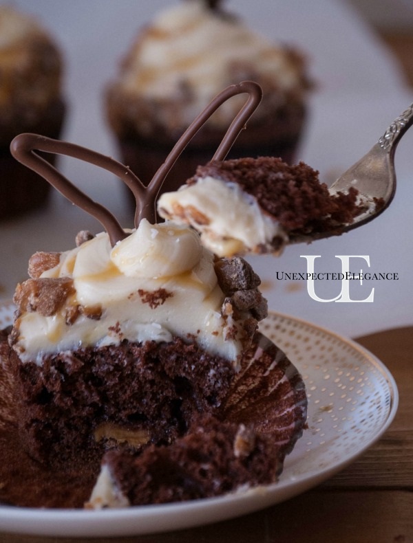 Salted Milky Way Cupcakes with Chocolate Bunny Ears #EatMoreBites #cBias