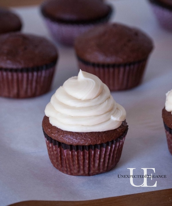 Salted Milky Way Cupcakes with Chocolate Bunny Ears #EatMoreBites #cBias