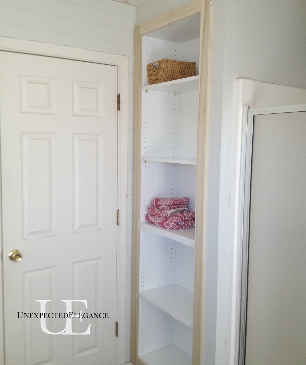 DIY Built In Bathroom Shelves and Cabinet - Angela Marie Made