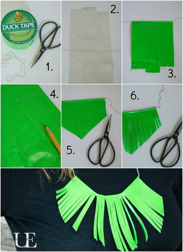 Steps for Making Duck Tape Fringed Necklace