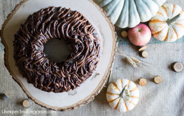 This super easy DIY cake stand or plant holder only takes seconds to make.  It's a great piece to add to your fall decor or any time of year!