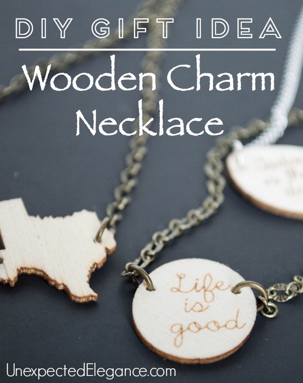 DIY Wooden Charm Necklace.  Perfect for gift giving.