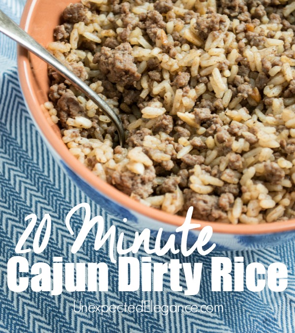 Need a quick side dish or meal? This 20 minute Cajun Dirty Rice recipe is a delicious and easy option for both!!