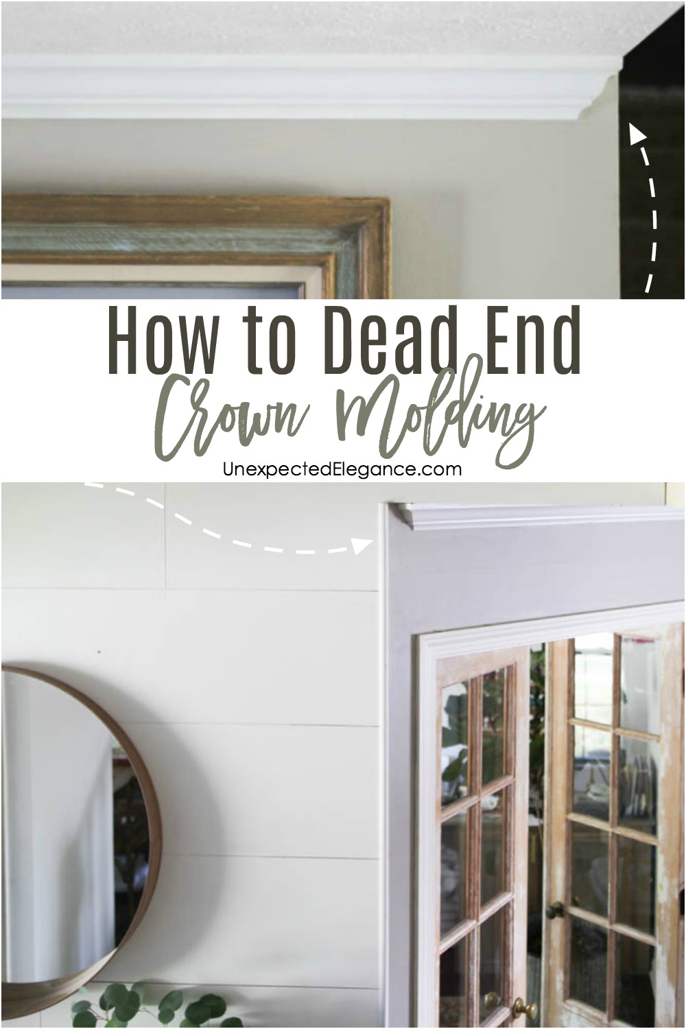 Ever had a piece of crown molding that didn't butt up to another wall and left a hole?? Find out how to dead end crown molding easily!