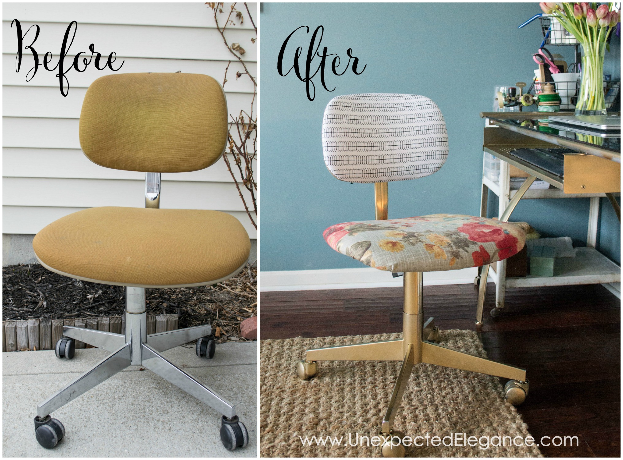 This chair transformation only cost a few dollars and made a big impact!  Check out the before and after.