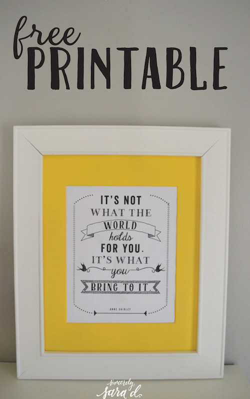 Need some new artwork?  Get a FREE Anne of Green Gables quote printable!