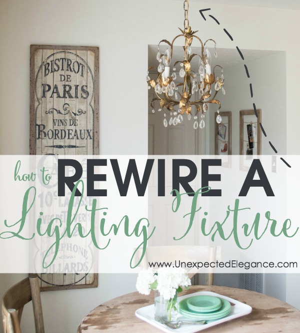 Have you ever bought a light fixture at a thrift store, yard sale or Craigslist that you absolutely loved but the wiring was entirely TOO SHORT?!?!  See just how easy it is to rewire a lighting fixture and save some money!