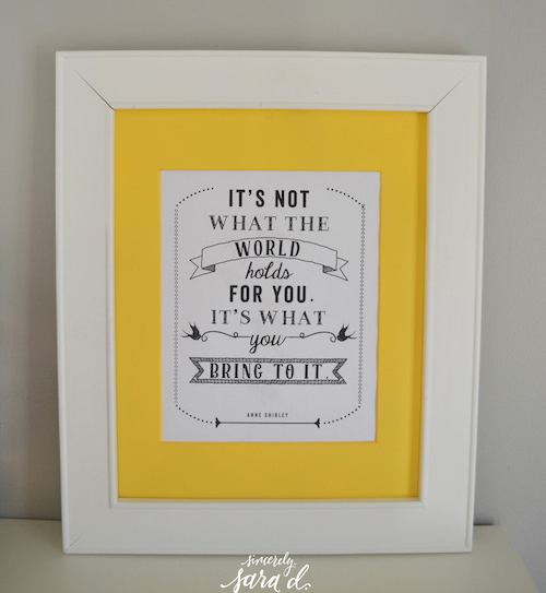 Need some new artwork?  Get a FREE Anne of Green Gables quote printable!