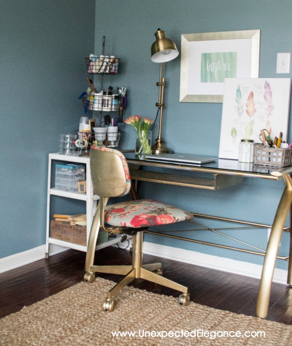 A thrift store find can sometimes be the best solution to a problem!  See how this desk transformation completed the space.