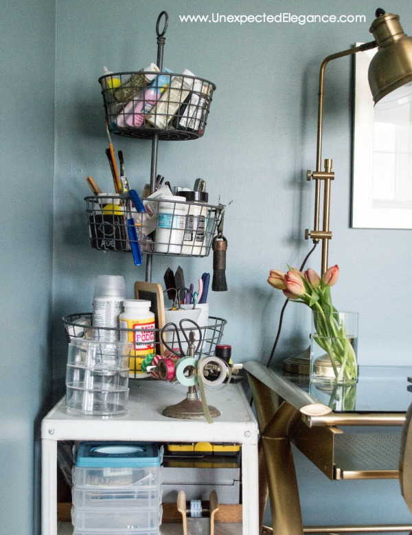 A thrift store find can sometimes be the best solution to a problem!  See how this desk transformation completed the space.