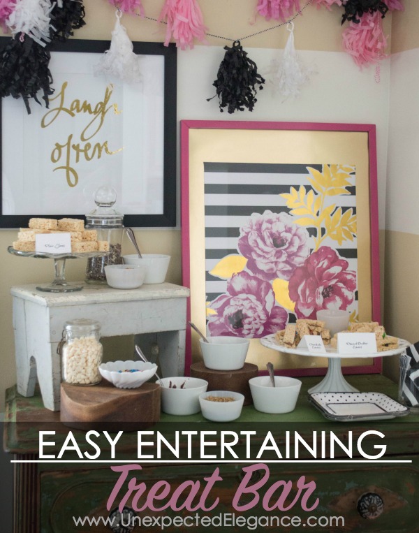 Want some easy entertaining ideas?? Check out this fun TREAT BAR for your next party or get-together. 