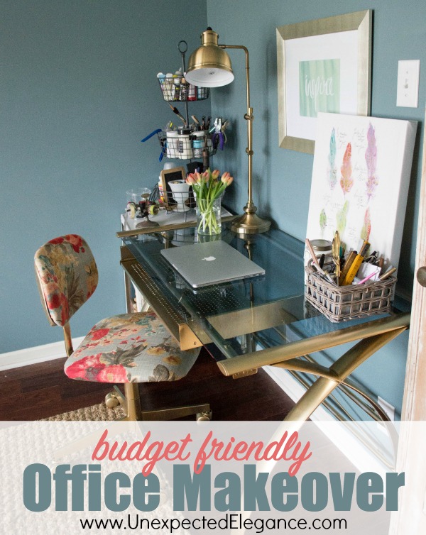 Check out this beautiful budget friendly office makeover!  Get a breakdown of the the expenses and ways you can to save money on your office makeover.