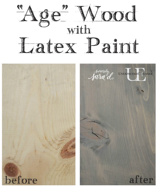 Do you love the look of weathered wood? Check out how to achieve a weathered look using latex paint!! It's super easy and inexpensive.