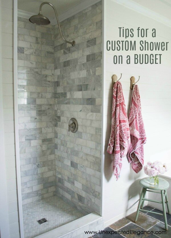 Do you want a custom tiled shower but don't think you can afford it?!? Check out these 4 inexpensive tricks to give your tiled shower a custom look!