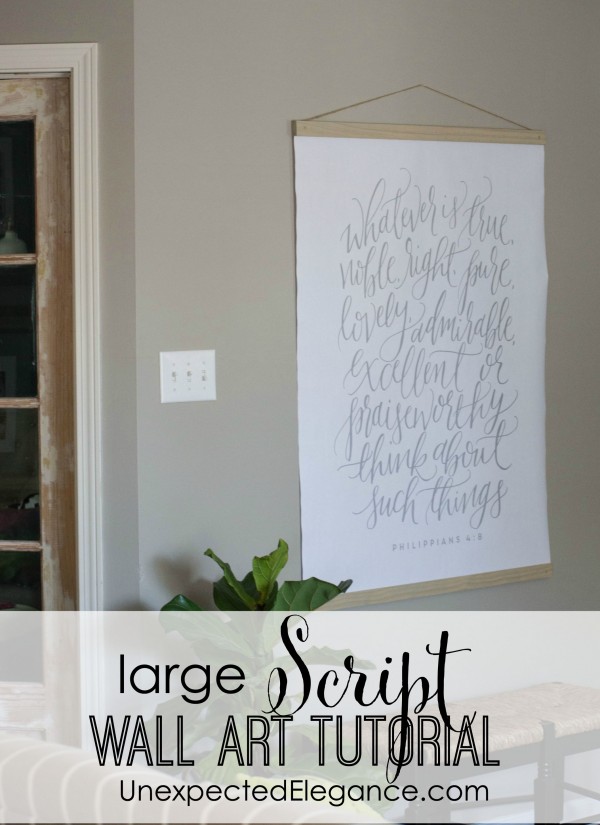 Ever need a large piece of artwork to fill a space?? Check out this easy DIY LARGE wall art tutorial to find out how to make your own!