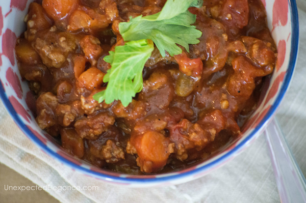 Are you trying to cut out preservative and additives from your diet? Try this no bean Turkey chili with homemade seasoning. It is packed with flavor, easy to make, and delicious!