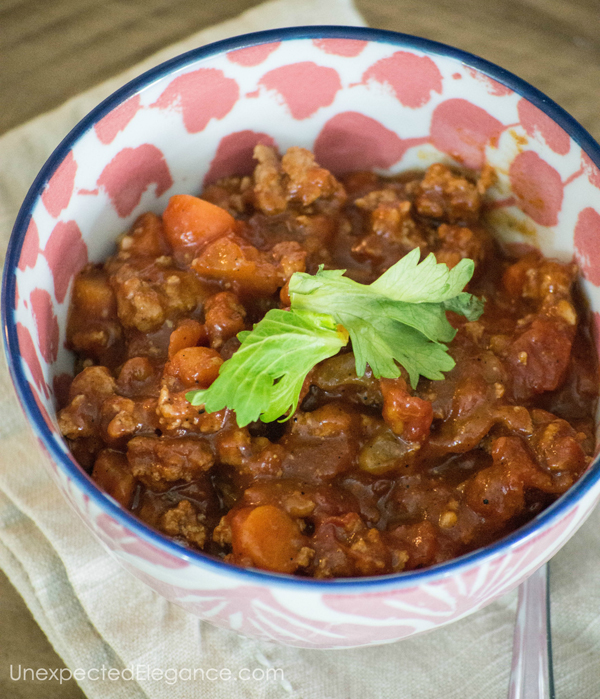 Are you trying to cut out preservative and additives from your diet? Try this no bean Turkey chili with homemade seasoning. It is packed with flavor, easy to make, and delicious!