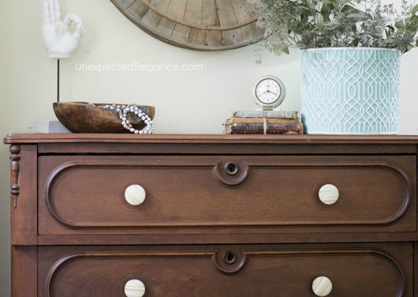 The easiest way to update a piece of furniture is changing out the hardware. Check out this super easy dresser maker!
