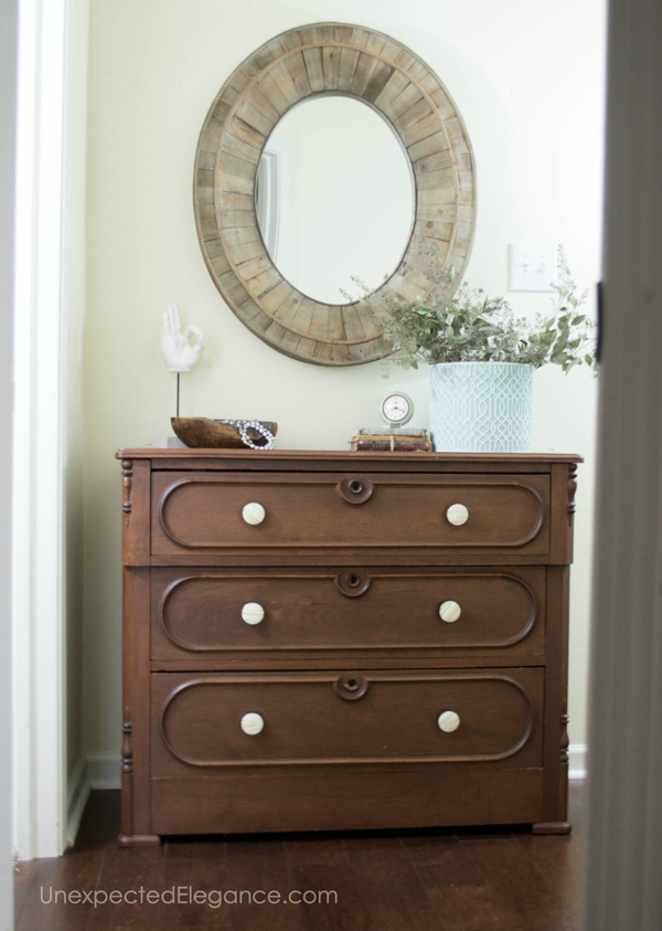 The easiest way to update a piece of furniture is changing out the hardware. Check out this super easy dresser maker!