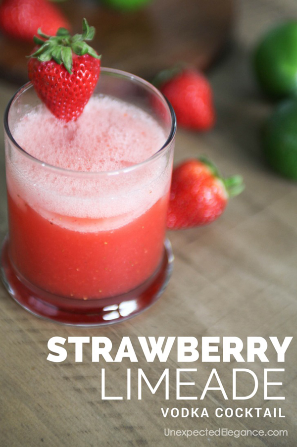 Check out this delicious recipe for a Strawberry Limeade Vodka cocktail! Perfect for those summer parties or get-togethers!