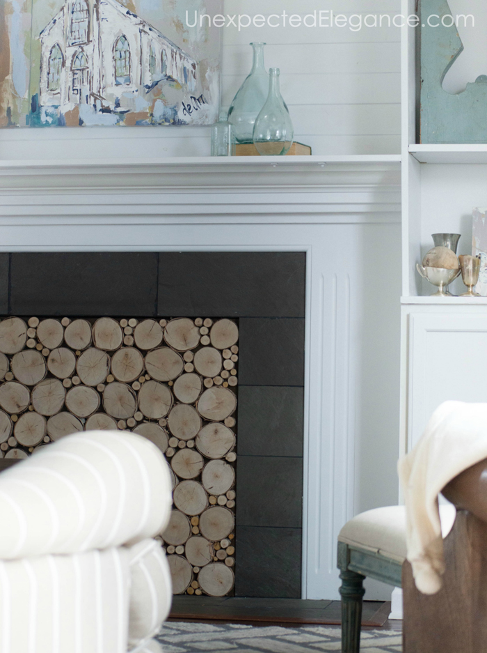 Give your fireplace the look of stacked logs, just this quick and easy tutorial.