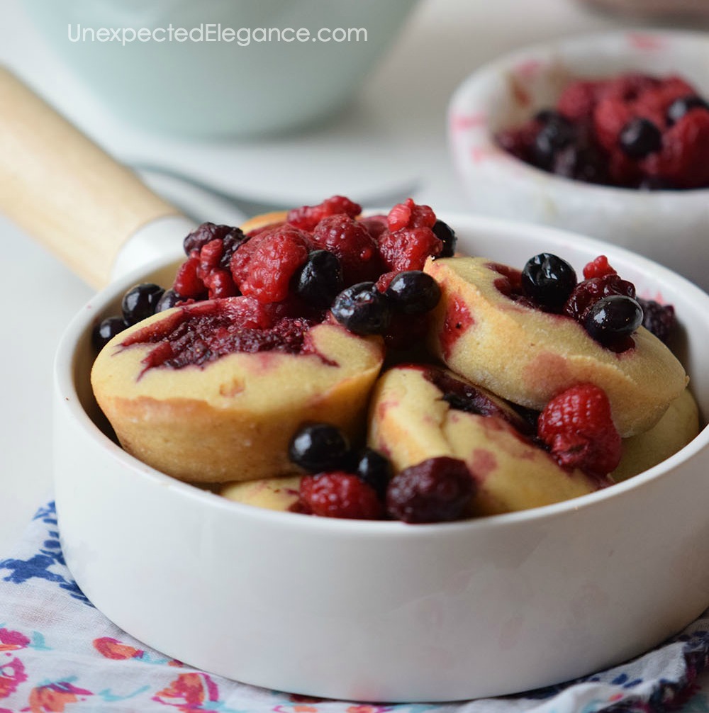 These berry pancake poppers are a great way to start your day! They're quick and easy to make AND delicious!
