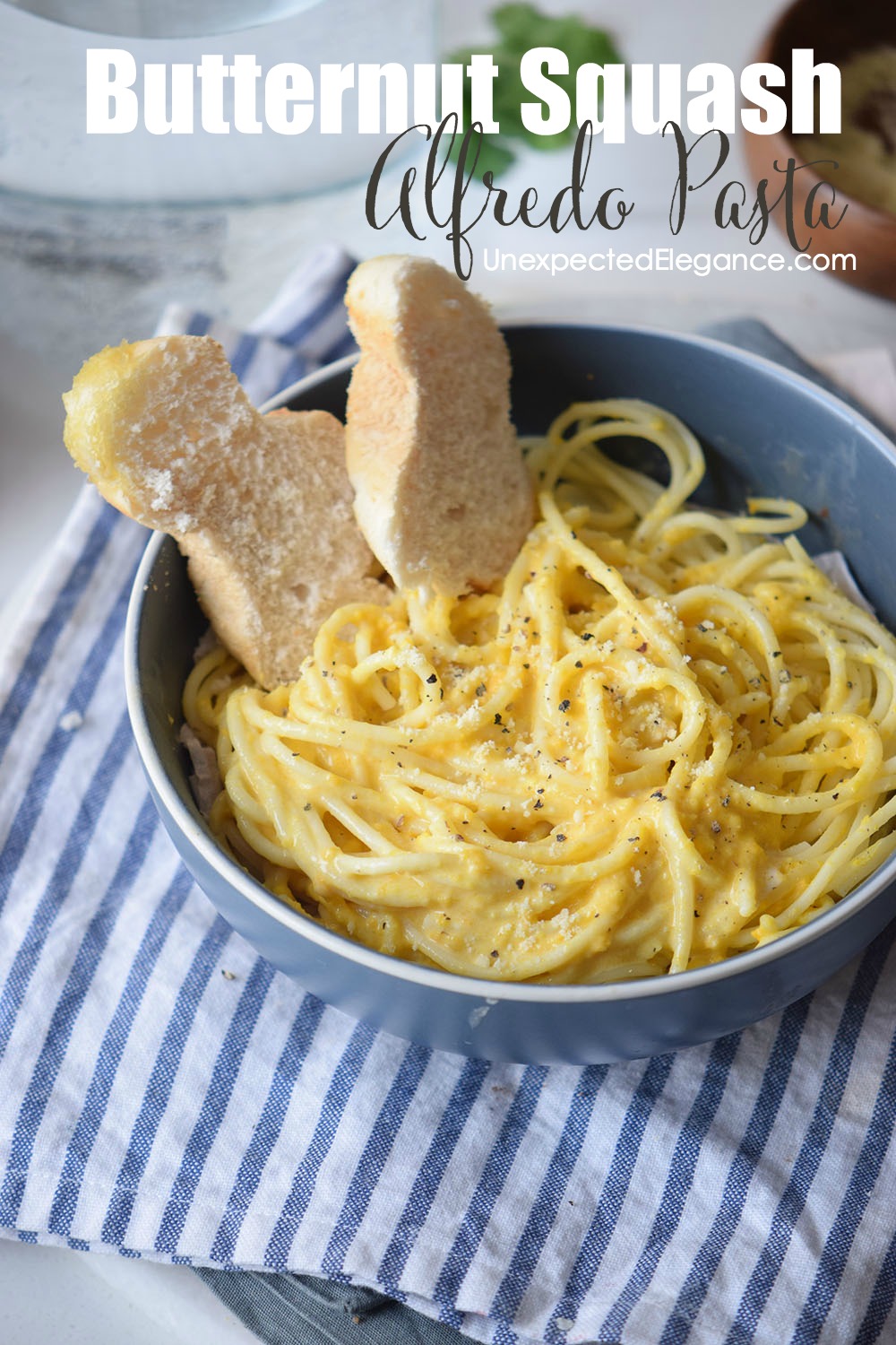 This Butternut Squash Alfredo Pasta recipe is delicious and quick to whip up. It would make for an easy weeknight dinner option!