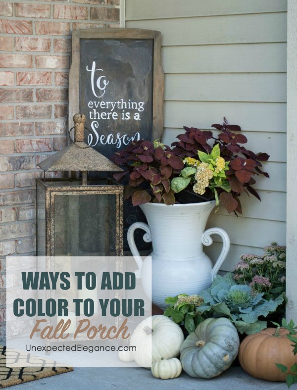 Get some ideas for ways to add color to your fall porch without spending a ton of money! Sometimes the best decor is even FREE.