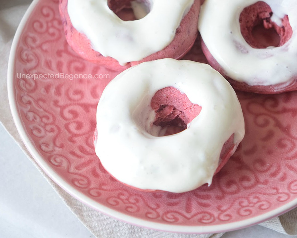 Try these Red Velvet Cream Cheese donuts!! They are delicious and a perfect Valentine's Day treat.