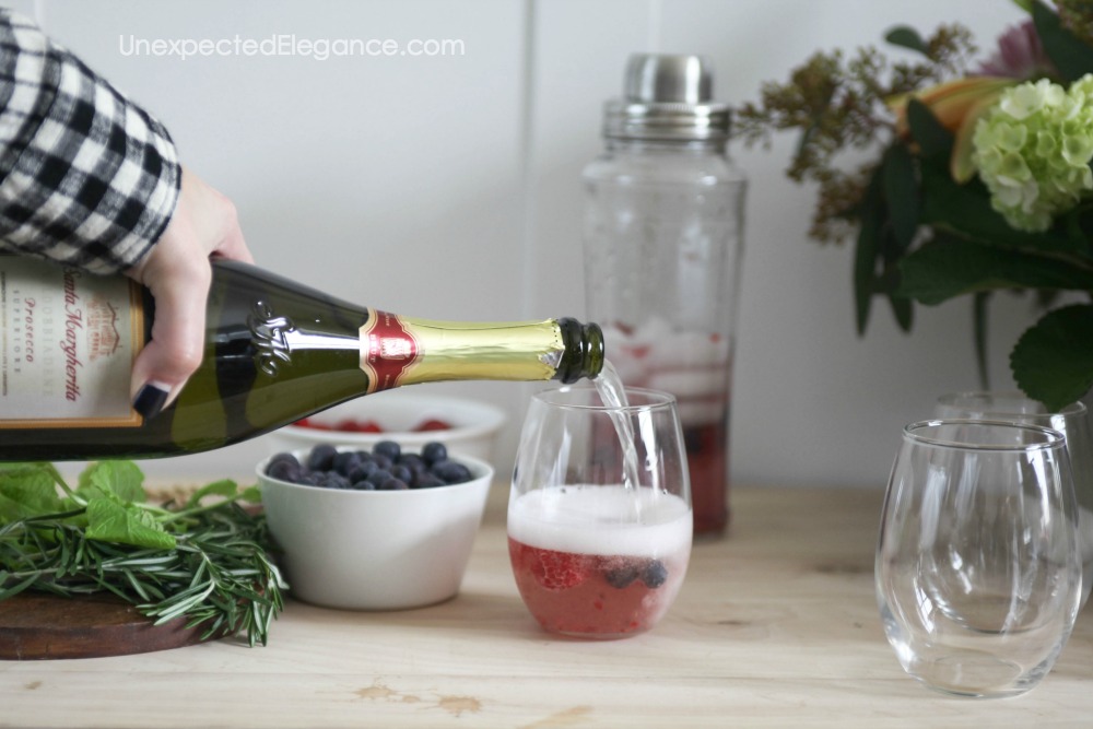 Prosecco and berry cocktail