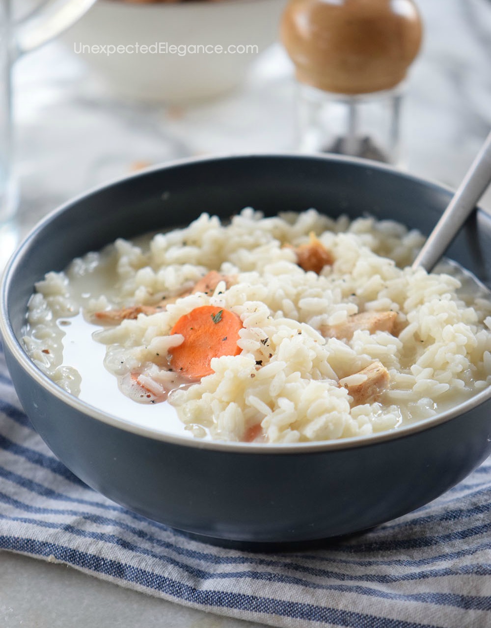 This creamy rice and chicken soup recipe is perfect for a cold night!