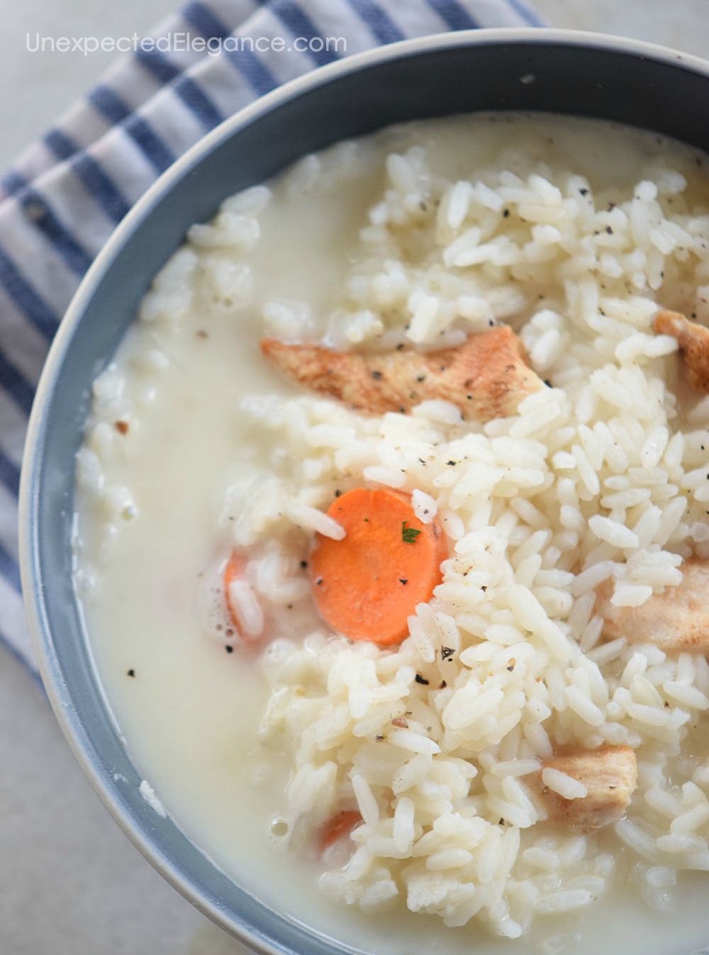 YUMMY! Give this rice and chicken soup a try. It's creamy and delicious!