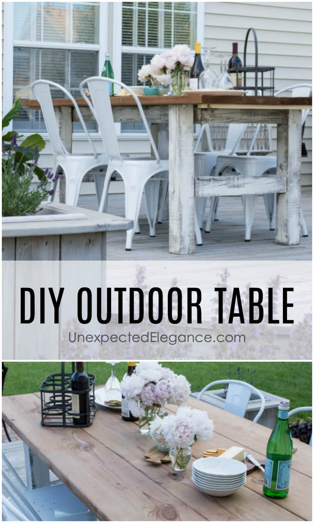 Looking for an expensive and sturdy outdoor table? Get a step-by-step tutorial for making an EASY, DIY outdoor table that won't break the bank!