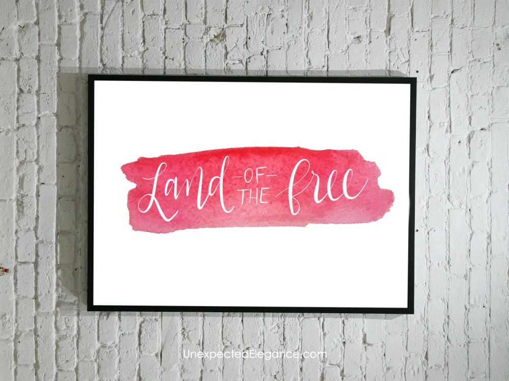 Free 4th of July wall decor. Download this "Land of the Free" printable now!
