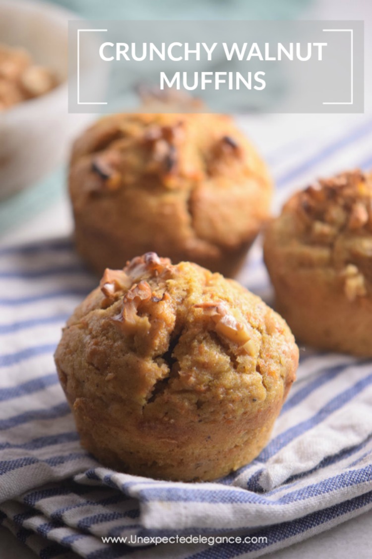 This crunchy walnut muffin recipe is so good, you will want to add it to your regular rotation!! Add a few extra ingredients to change up the taste!