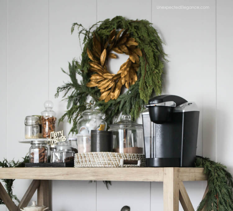 Set up a fun and festive hot chocolate bar.