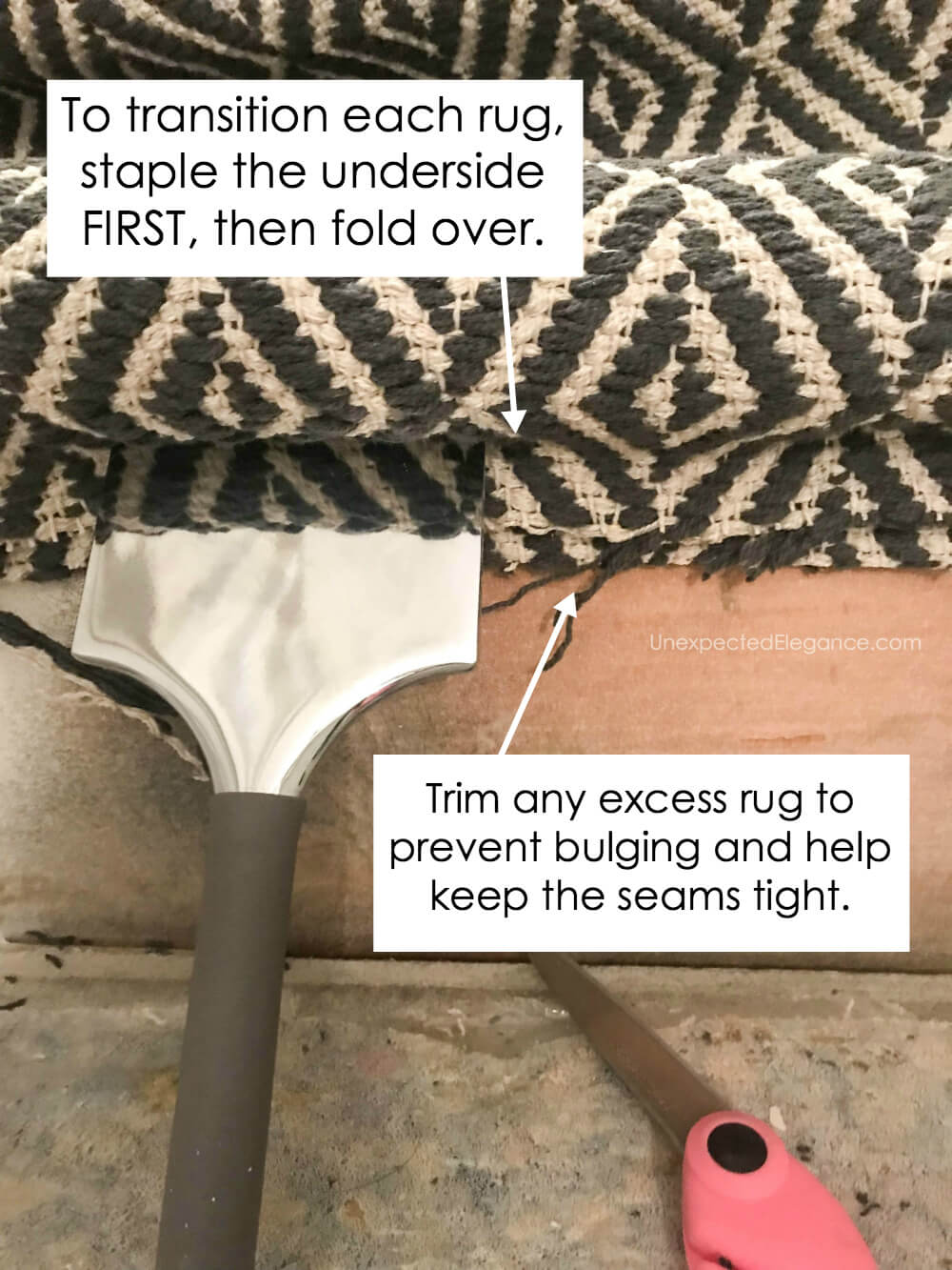 How to install a rug runner on the stairs.