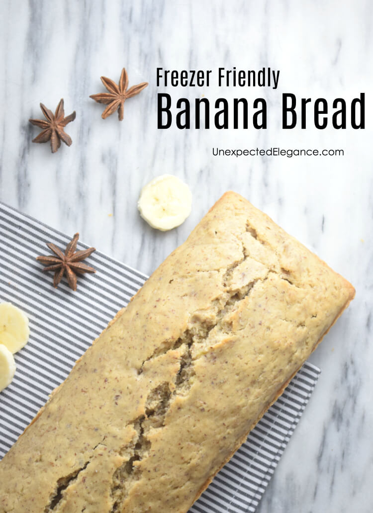 If you love bananas, you need to try this freezer friendly banana bread recipe.  It's great for a quick breakfast or when you need an unexpected dessert!