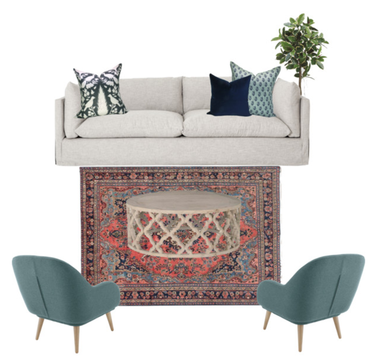 Learn how to place a rug in your space and save your budget! #homedecor #interiordesign #rugplacement