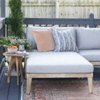 If you want to add some comfortable outdoor seating to your patio, check out this amazing sectional. It is large enough for a crowd!