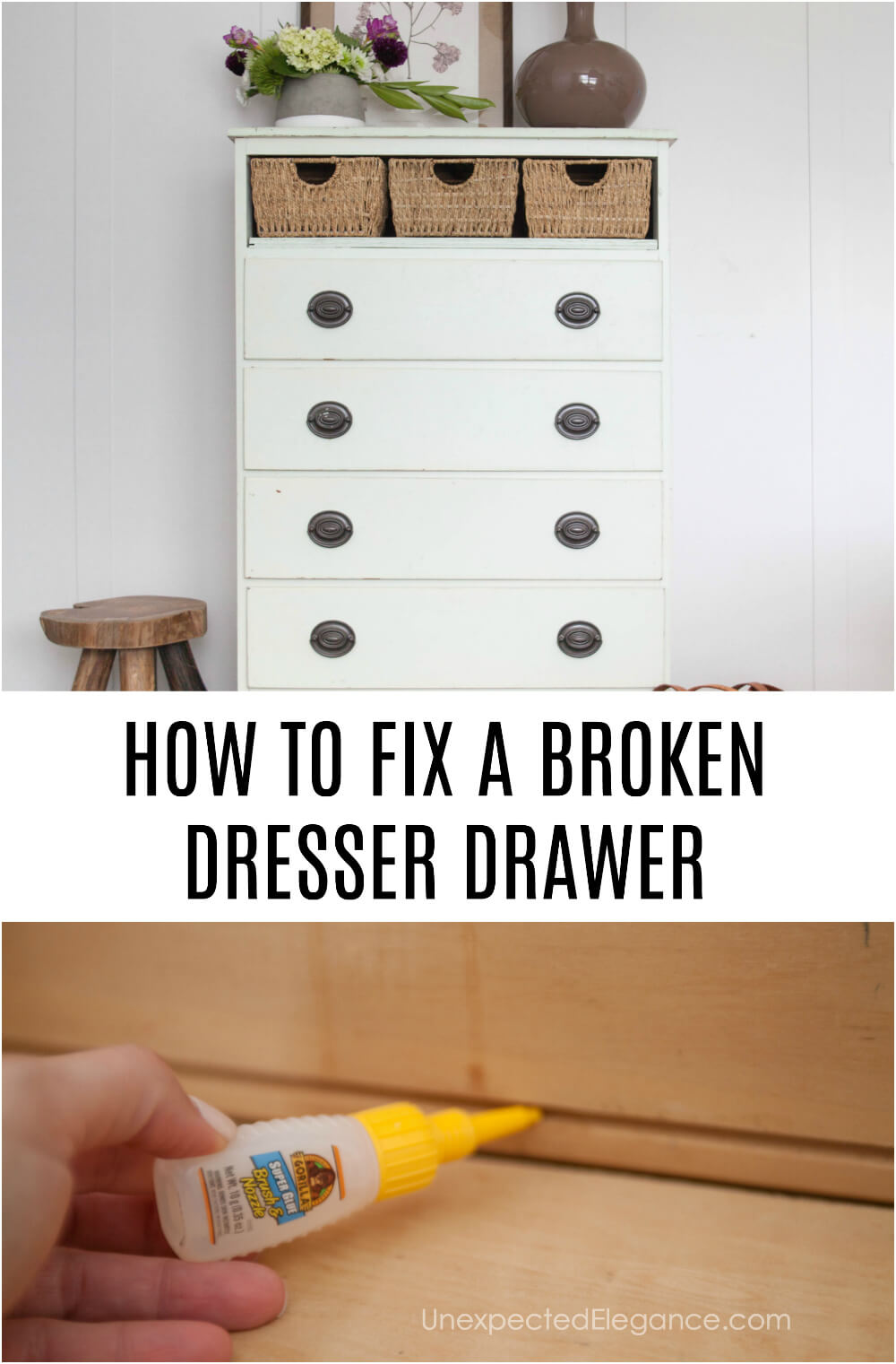 Find out how to fix a wooden drawer quickly and easily.  Also, get the tips I learned along the way and a product that will make this job a snap.