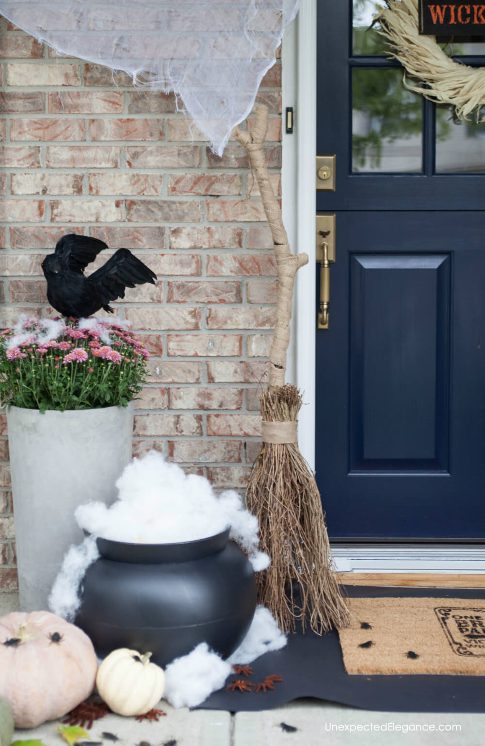 Fun witch themed Halloween porch!